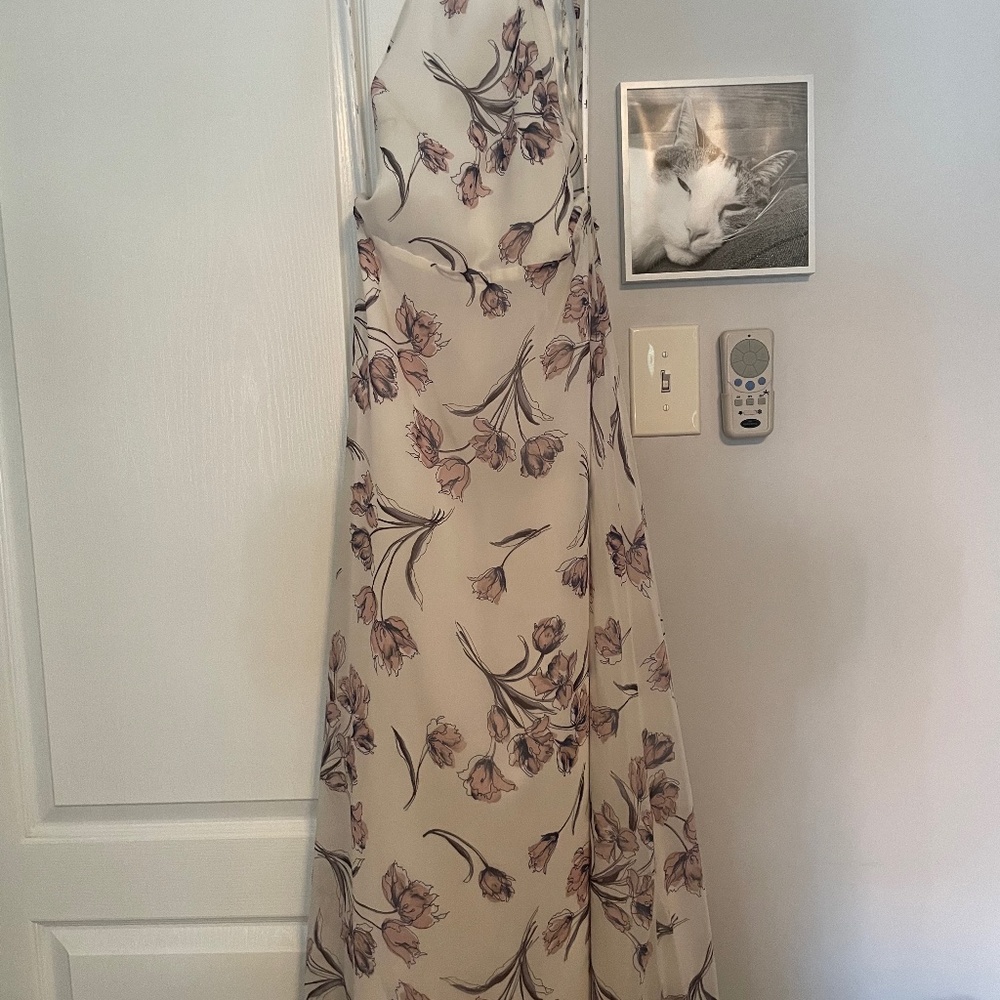 White floral dress. Rehearsal dinner
